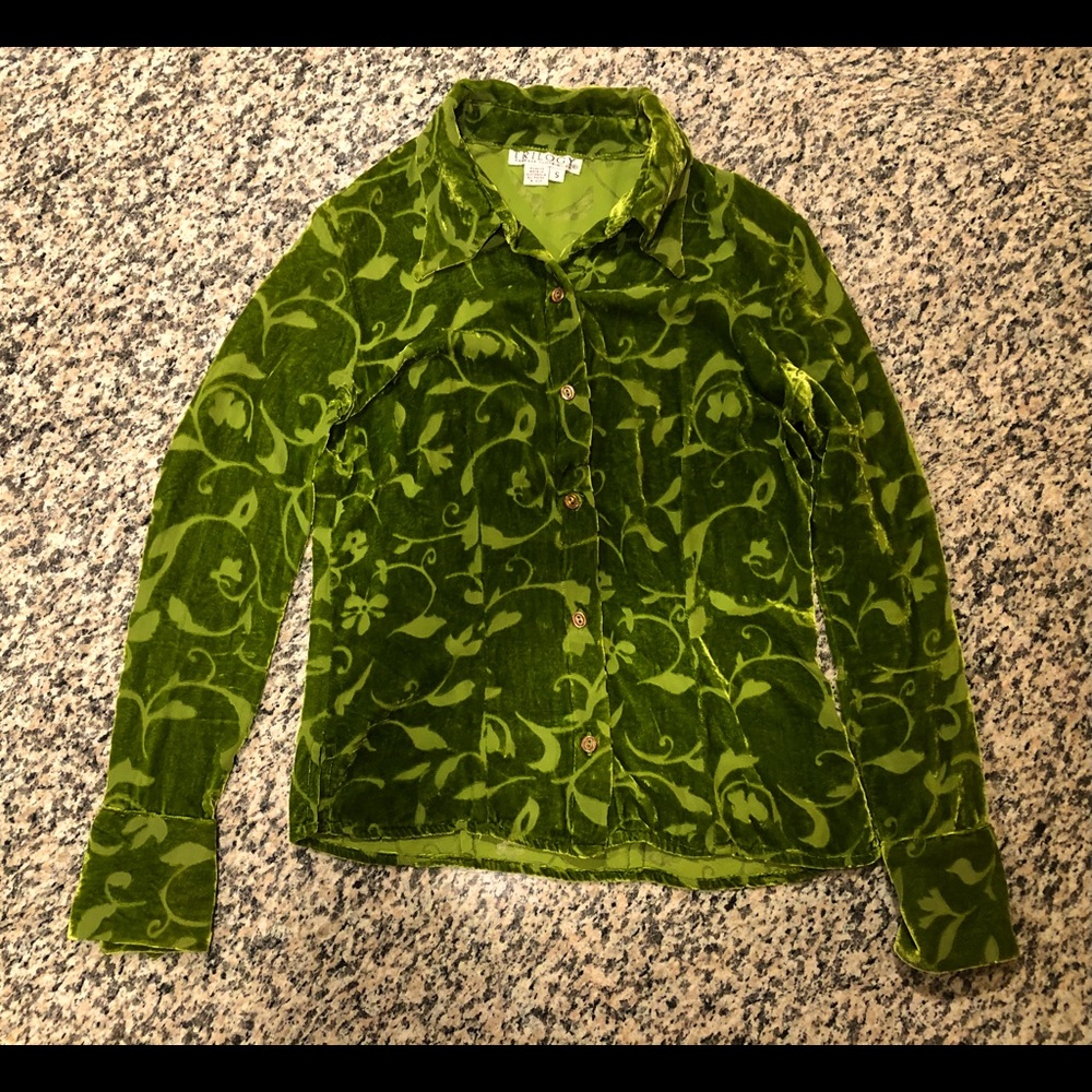 Rampage Trilogy button down silk shirt top cut out